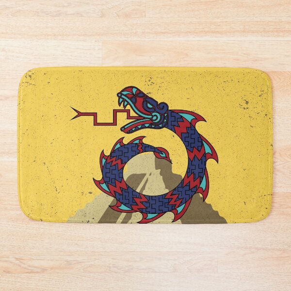 Item preview, Aztec Tribal snake dragon circle Red blue and turquoise on top of a pyramid designed and sold by Jake Purcell.