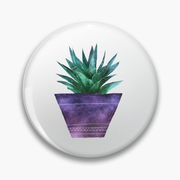 Item preview, Spiky cactus in purple flower pot digital watercolour  designed and sold by Lynette Dobson.