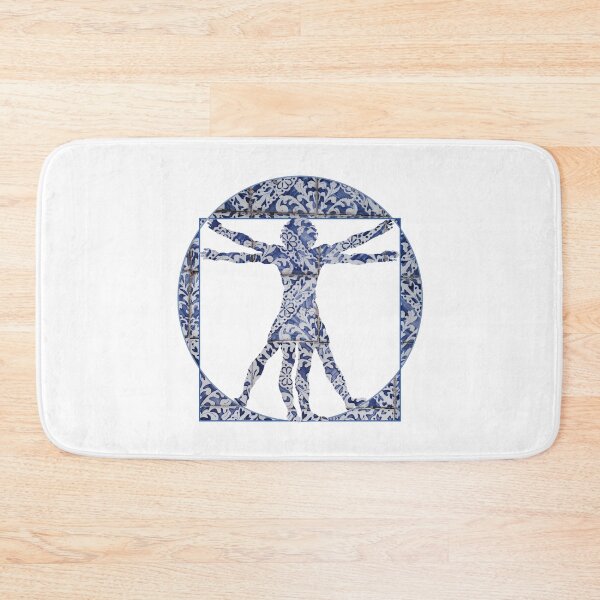 Item preview, The Vitruvian Man Meets Portuguese Tiles - Azulejo Blue and White designed and sold by idovedesign.