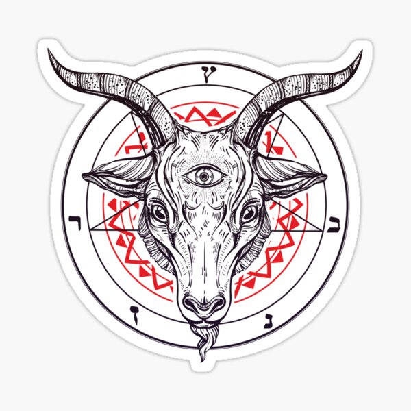 2 Autocollants Vinyle Tête De Chèvre Satanique De 10 Cm