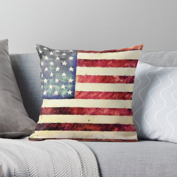 Vintage American Flag Throw Pillow