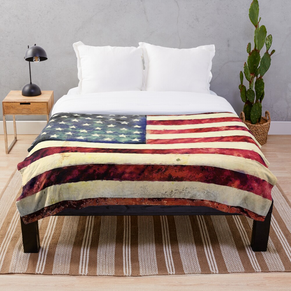 "Vintage American Flag" Throw Blanket by morningdance Redbubble