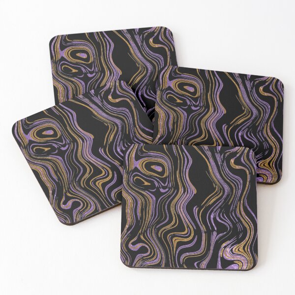 Item preview, Liquid Marble Swirls Purple Gold on Black designed and sold by WisdomInspired.