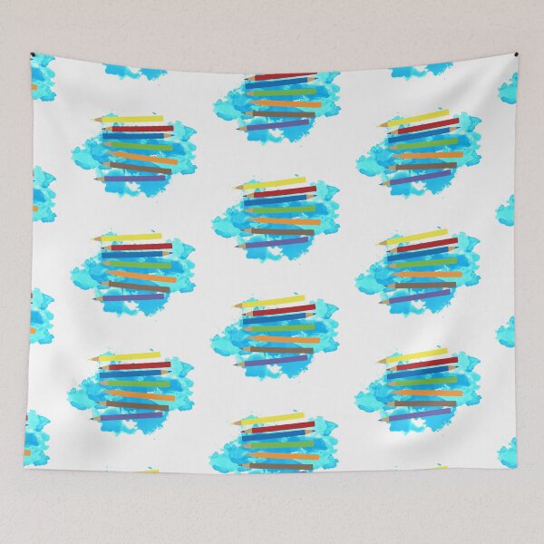 Item preview, Colorful Pencils Watercolor Background Art designed and sold by idovedesign.