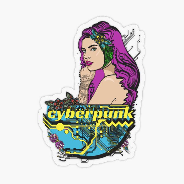 Cyberpunk girl Transparent Sticker