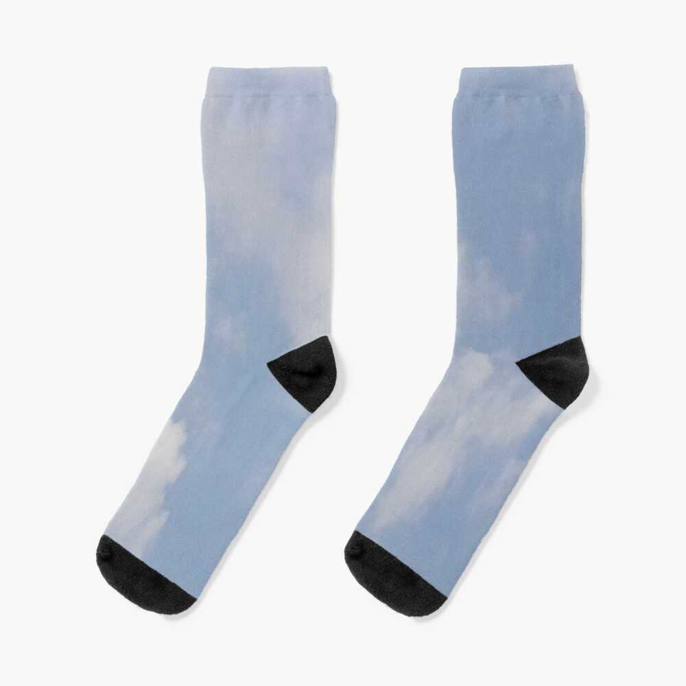 Blue and White Cloudy Sky Socks