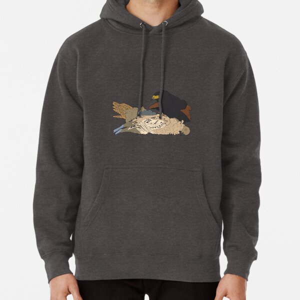 Harris Hawk on Hen Pheasant Pullover Hoodie