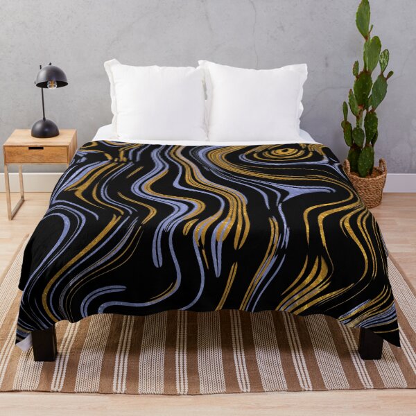 Item preview, Liquid Marble Swirls Blue Gold on Black designed and sold by WisdomInspired.