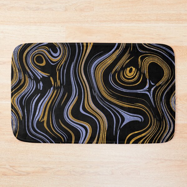 Item preview, Liquid Marble Swirls Blue Gold on Black designed and sold by WisdomInspired.