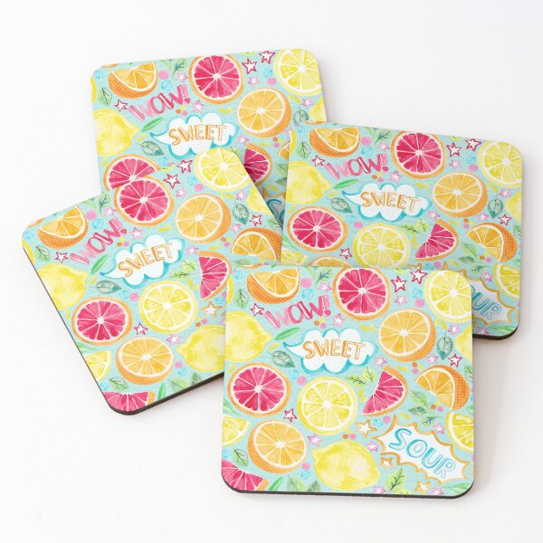 Item preview, Sweet and Sour - Citrus Fruit on Soft Turquoise designed and sold by Tangerine-Tane.