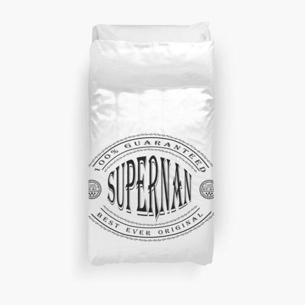 100% Supernan (black type on white) Duvet Cover