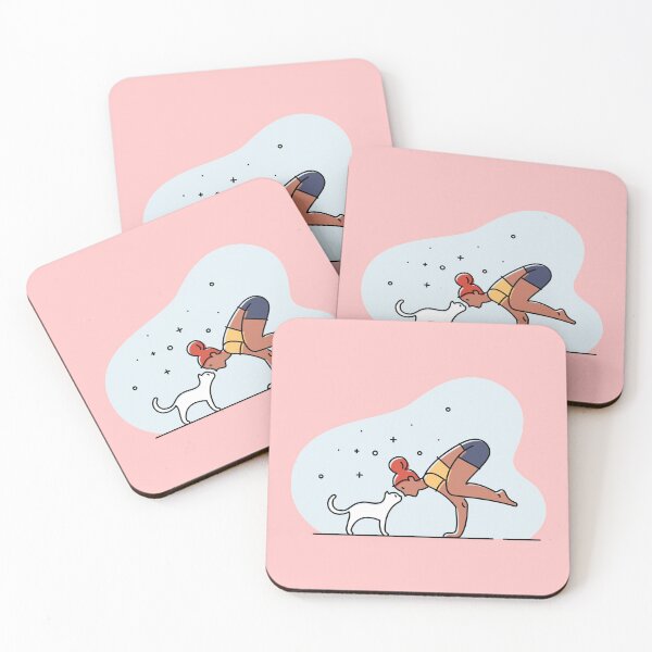 Item preview, YOGA PRACTICE WITH CAT ILLUSTRATION- Crow pose designed and sold by Trio's Stuff.