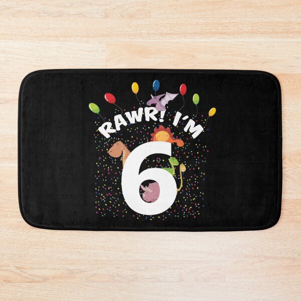 Item preview, Rawr I'm 6 Years Old Dino 6th Birthday Boys And Girls Party print designed and sold by Grabitees.
