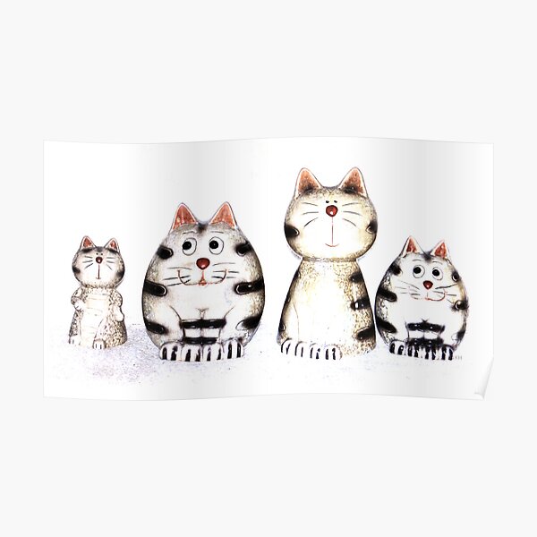 Four funny cats Poster