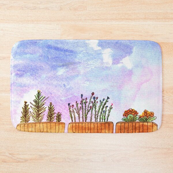 Item preview, Watercolors | Balcony with flowers and blue sky designed and sold by wunderfamily.