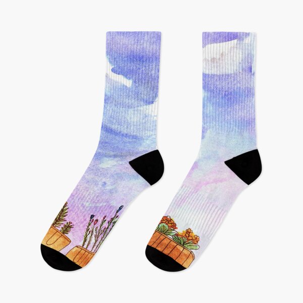 Item preview, Watercolors | Balcony with flowers and blue sky designed and sold by wunderfamily.