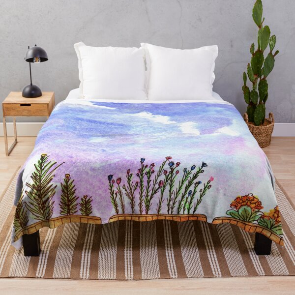 Item preview, Watercolors | Balcony with flowers and blue sky designed and sold by wunderfamily.