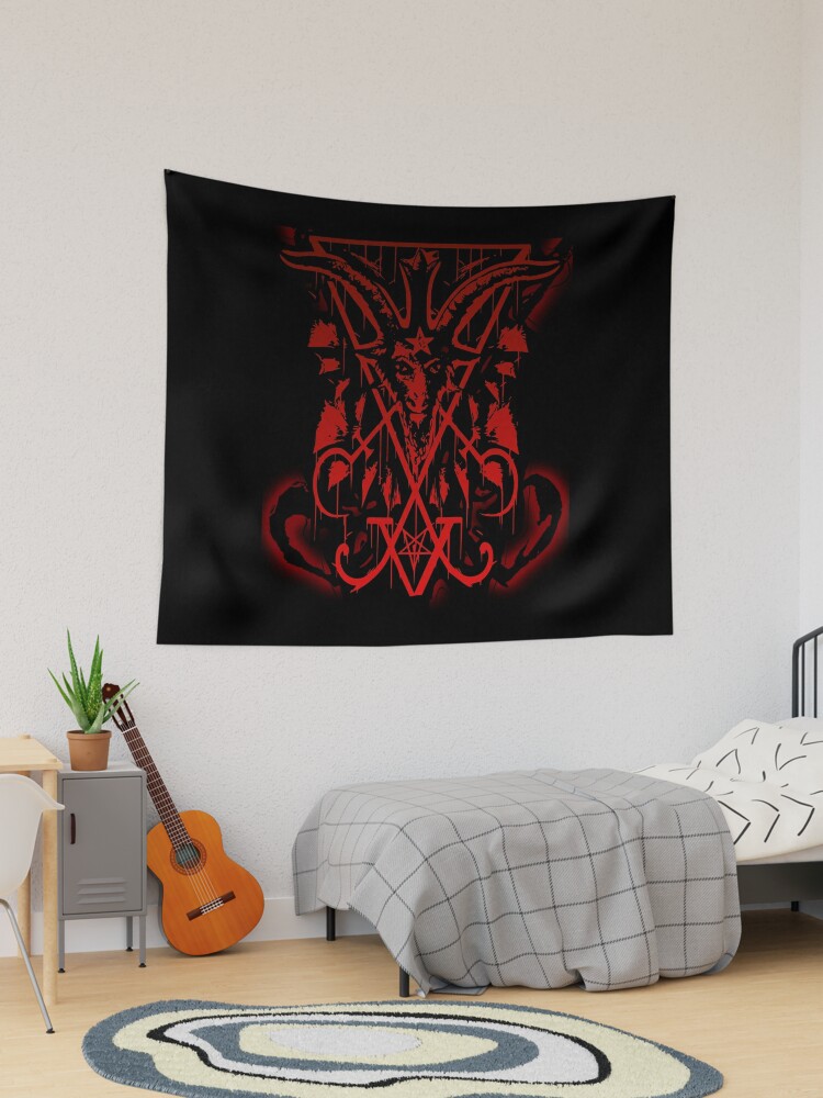 Satanic Baphomet Black Phillip Goat Satan Symbol Lucifer Devil | Tapestry