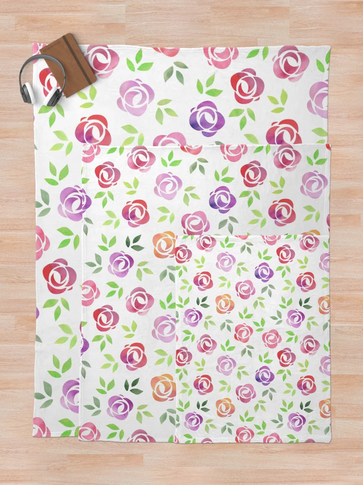 Thumbnail 5 of 6, Throw Blanket, Spring - Watercolor Roses pattern designed and sold by CLPDesignLab.