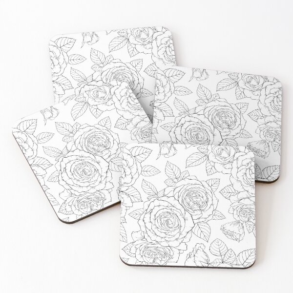Item preview, Beautiful monochrome black and white sketch seamless pattern with roses, leaves. Hand drawn contour lines. designed and sold by Yevheniia Hulinska.