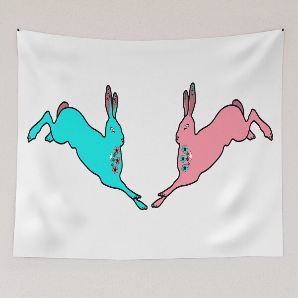 Item preview, Pink blue bunny, color bunny, nursery art designed and sold by NataliaSoltan.