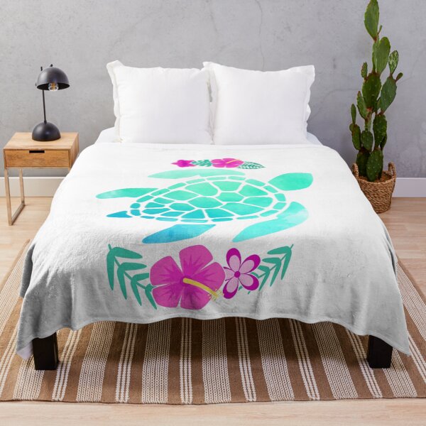 Item preview, Hawaiian Ocean Tropical Tribal Sea Turtle with Flowers Hawaiian Print designed and sold by peachyline.