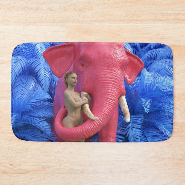 Item preview, woman bathes a red elephant designed and sold by Mike Kiev art.