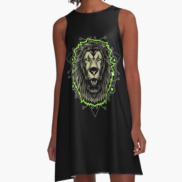 Item preview, Geometric Green Glow Lion designed and sold by VibrantGifts.