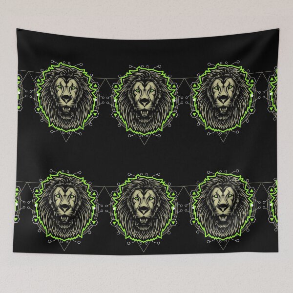 Item preview, Geometric Green Glow Lion designed and sold by VibrantGifts.