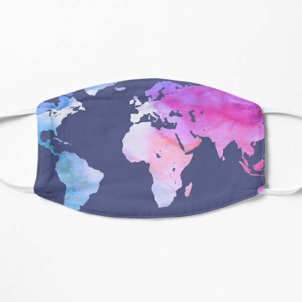 World Map | Magenta Purple Watercolour | Globetrotter Mask