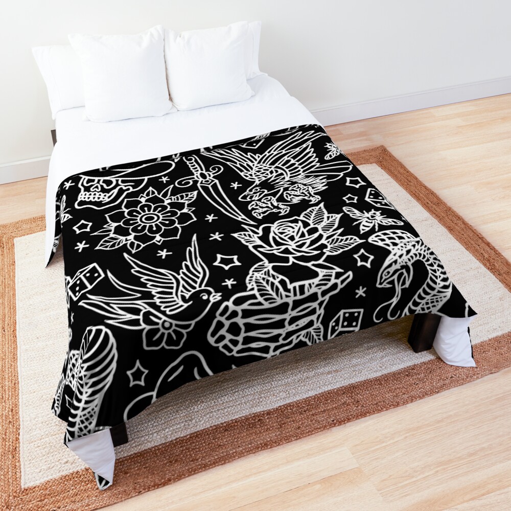 American Traditional Tattoo Flash Print Comforter