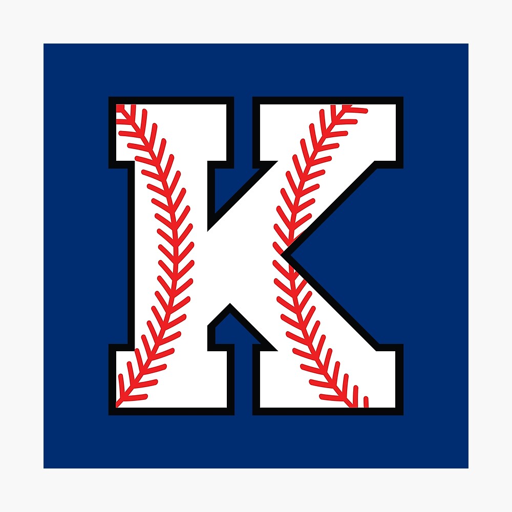 Baseball Sports Letter K   Kappa Monogram Alphabet
