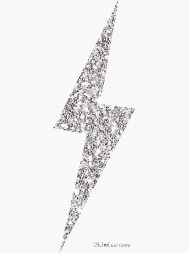 "Silver Glitter Lightning Bolt" Sticker for Sale by Michelleerosee