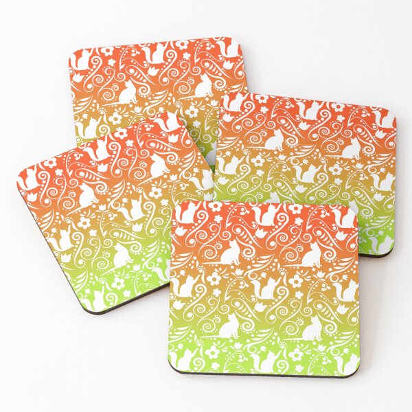 Item preview, Cat and Flowers - Tangerine & Lime (Citrus Lover Collection) designed and sold by CreativityRoams.