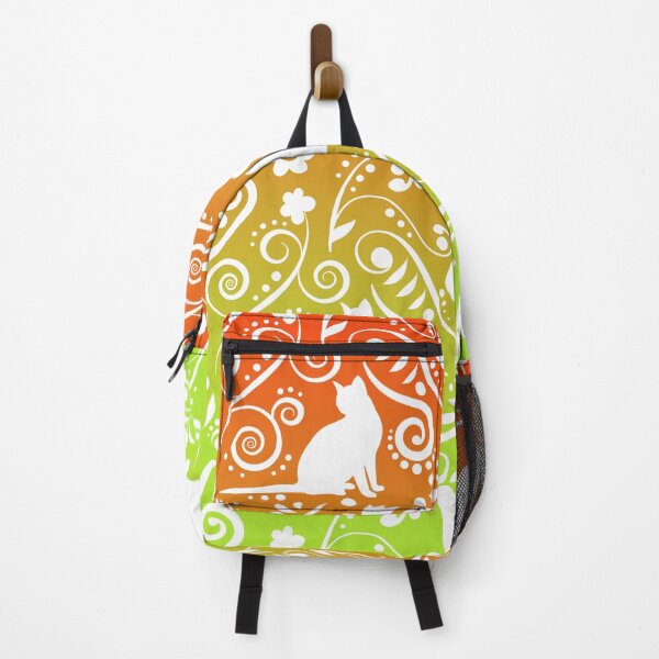 Item preview, Cat and Flowers - Tangerine & Lime (Citrus Lover Collection) designed and sold by CreativityRoams.