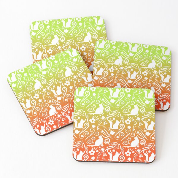 Item preview, Cat and Flowers - Tangerine & Lime RS (Citrus Lover Collection) designed and sold by CreativityRoams.