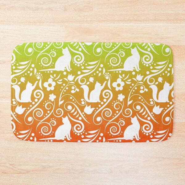 Item preview, Cat and Flowers - Tangerine & Lime RS (Citrus Lover Collection) designed and sold by CreativityRoams.