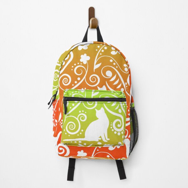 Item preview, Cat and Flowers - Tangerine & Lime RS (Citrus Lover Collection) designed and sold by CreativityRoams.