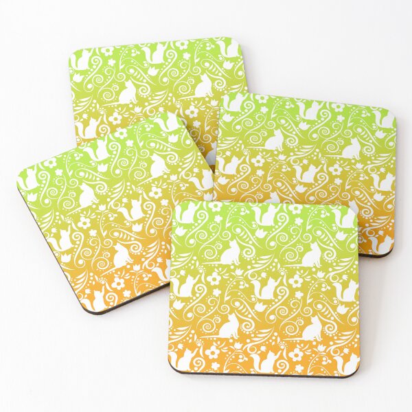 Item preview, Cat and Flowers - Lime & Orange (Citrus Lover Collection) designed and sold by CreativityRoams.