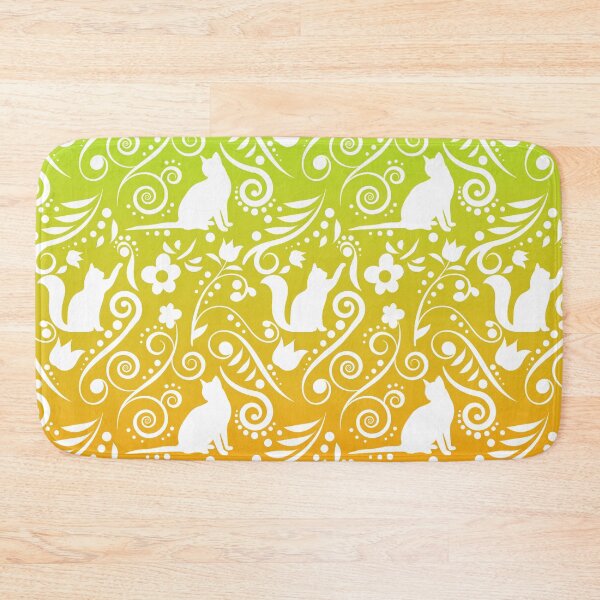 Item preview, Cat and Flowers - Lime & Orange (Citrus Lover Collection) designed and sold by CreativityRoams.