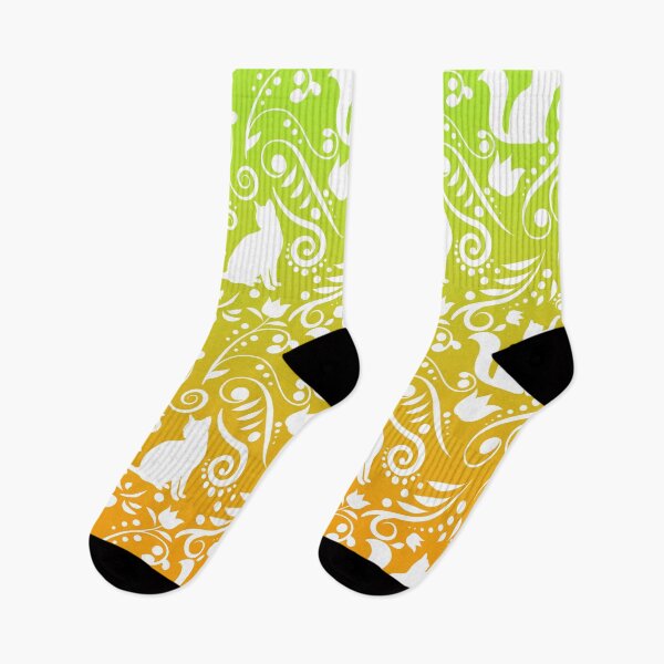 Item preview, Cat and Flowers - Lime & Orange (Citrus Lover Collection) designed and sold by CreativityRoams.