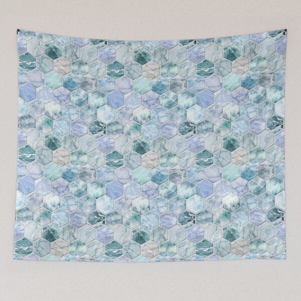 Item preview, Ice Blue and Jade Stone and Marble Hexagon Tiles designed and sold by micklyn.