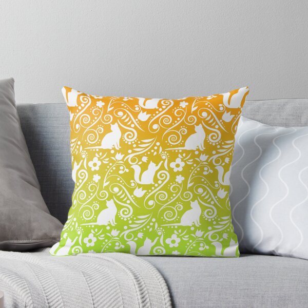 Item preview, Cat and Flowers - Lime & Orange RS (Citrus Lover Collection) designed and sold by CreativityRoams.