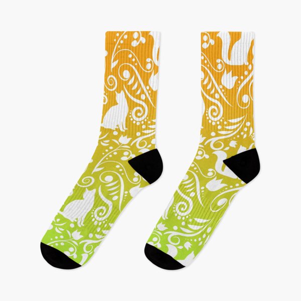 Item preview, Cat and Flowers - Lime & Orange RS (Citrus Lover Collection) designed and sold by CreativityRoams.