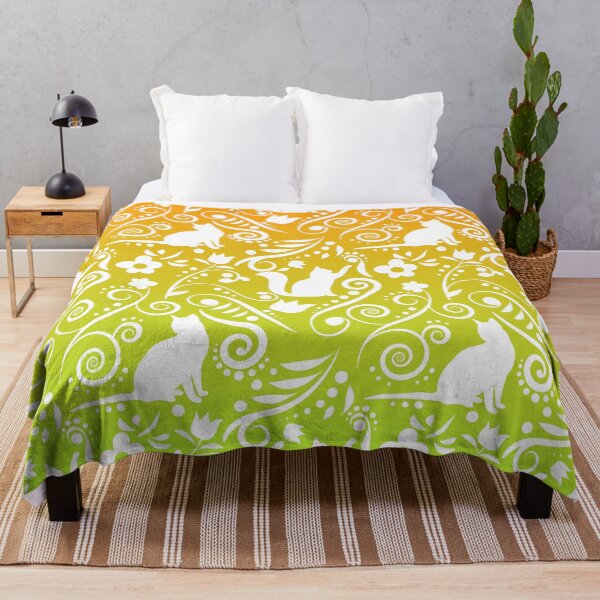 Item preview, Cat and Flowers - Lime & Orange RS (Citrus Lover Collection) designed and sold by CreativityRoams.