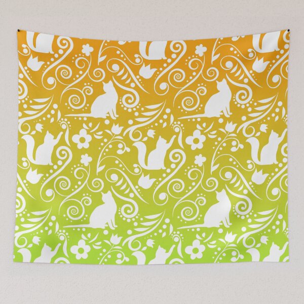 Item preview, Cat and Flowers - Lime & Orange RS (Citrus Lover Collection) designed and sold by CreativityRoams.