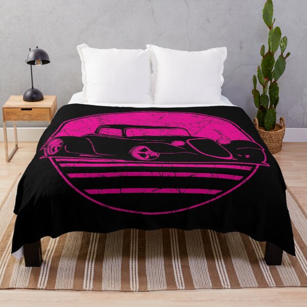 Item preview, Retro Hot Pink Hot Rod Grungy Sunset Illustration designed and sold by hobrath.