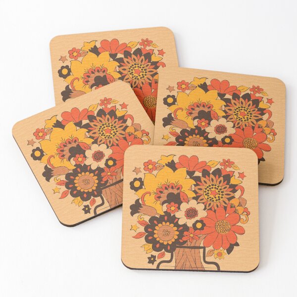 Item preview, Retro 70s Flower Vase, Orange, yellow, Brown designed and sold by Ink Tally.
