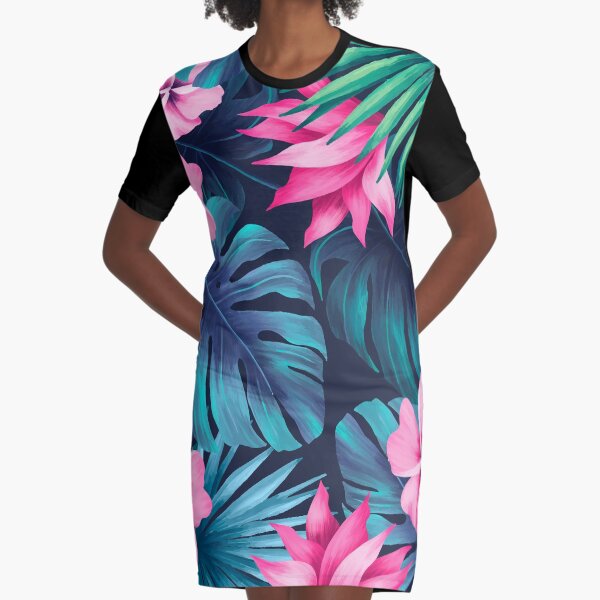 Tropical pattern Graphic T-Shirt Dress