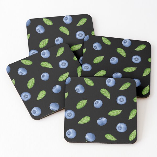 Item preview, seamless pattern blueberry with leaves on Black background, symbol of summer. designed and sold by Yevheniia Hulinska.